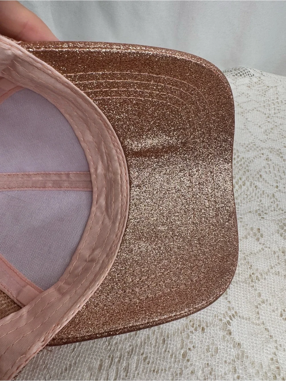 C.C Kids Rose Gold Glitter Ponytail Trucker Hat Adjustable Baseball Cap